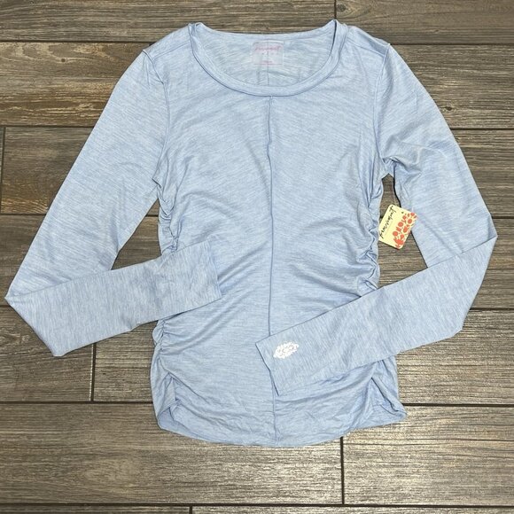 NWT Free People x HATCH Maternity Top Medium Right On Run Layer Blue Bell Shirt - Picture 5 of 13